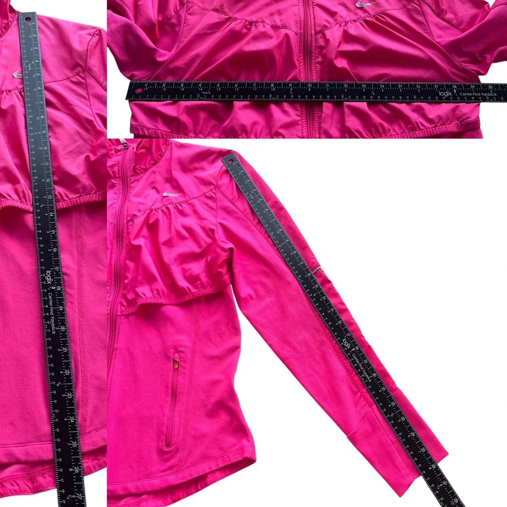 Nike FIT DRY Women's Lg Pink Running Jacket Lightweight Full Zip Athletic Vented